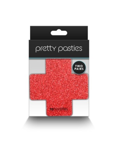 PRETTY PASTIES GLITTER CRUZ ROJO PLATA 2 PAR