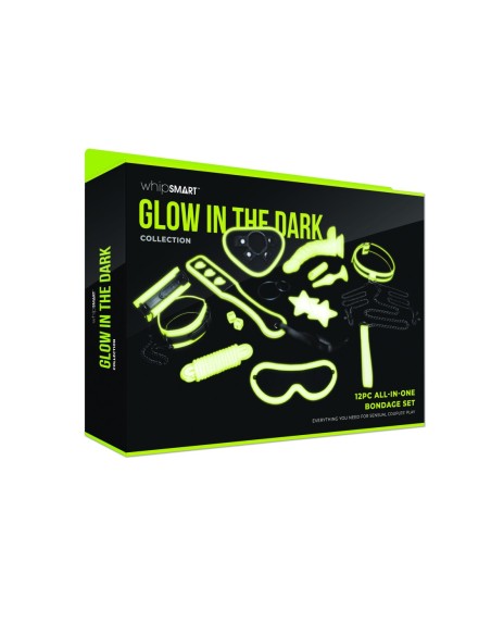 WHIPSMART JUEGO DE BONDAGE TODO EN UNO QUE BRILLA EN LA OSCURIDAD 12 PIEZAS