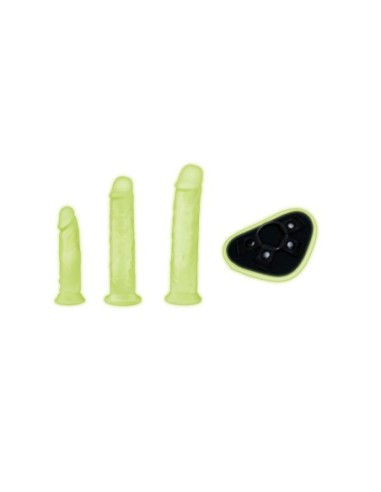 KIT DE PEGGING QUE BRILLA EN LA OSCURIDAD WHIPSMART DE 4 PIEZAS CON DILDOS DE 6, 8 Y 9 PULGADAS